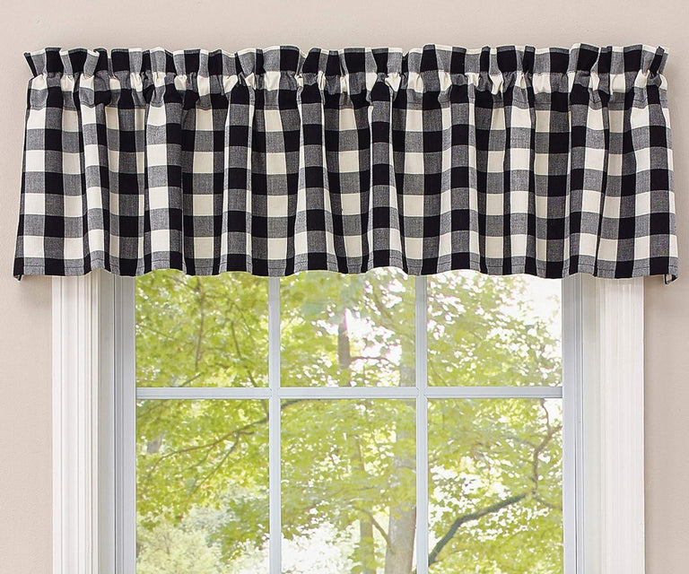 Checkerboard Star Check Valance Buffalo Check Lined - Black & Cream Park designs - The Fox Decor