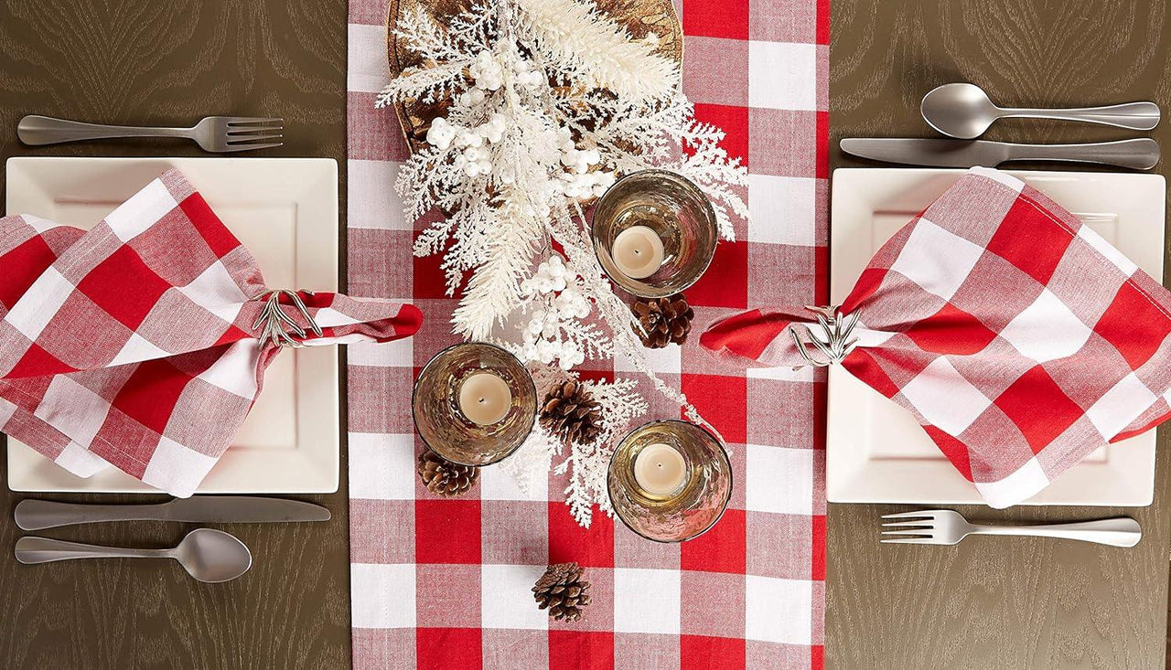 Wicklow Check Backed Table Runner - Red & Cream Park Designs - The Fox Decor