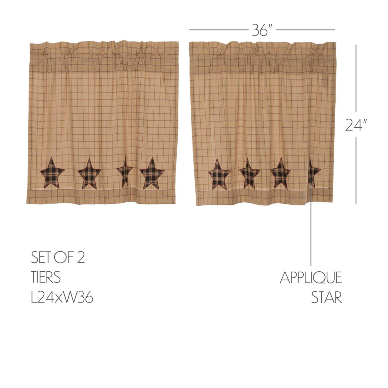 Bingham Star Tier Applique Star Set of 2 L24xW36 - The Fox Decor