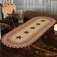 Thumbnail for Burgundy Tan Jute Braided Table Runner Stencil Stars - The Fox Decor