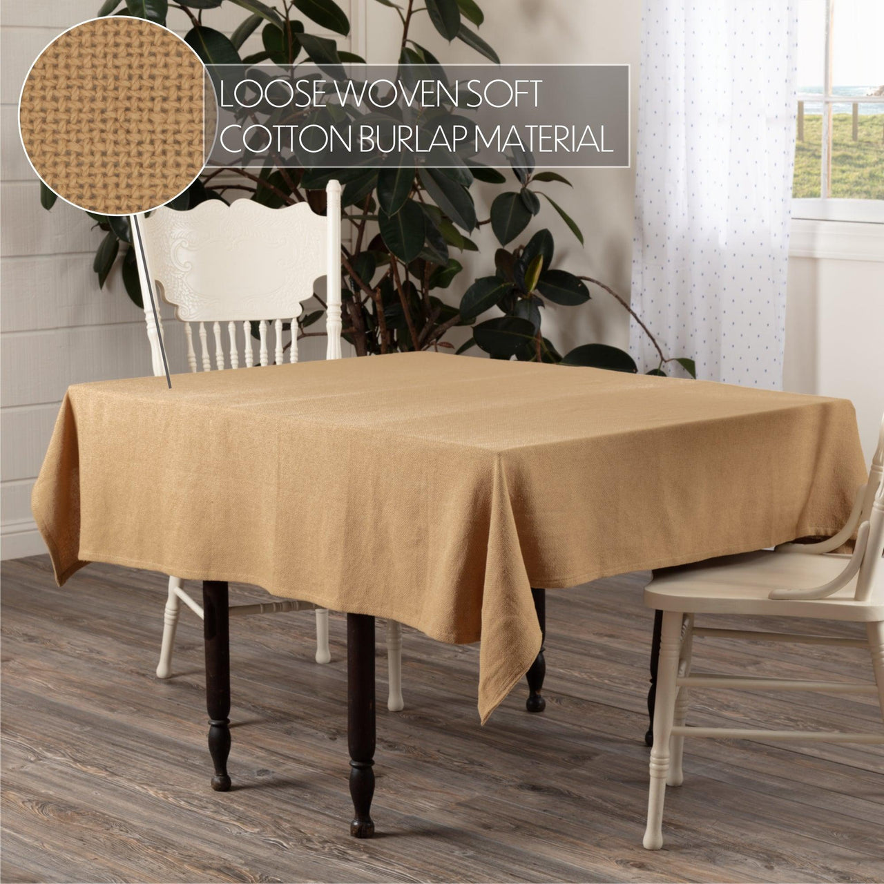 Burlap Natural Table Cloth 60"x 60" VHC Brands