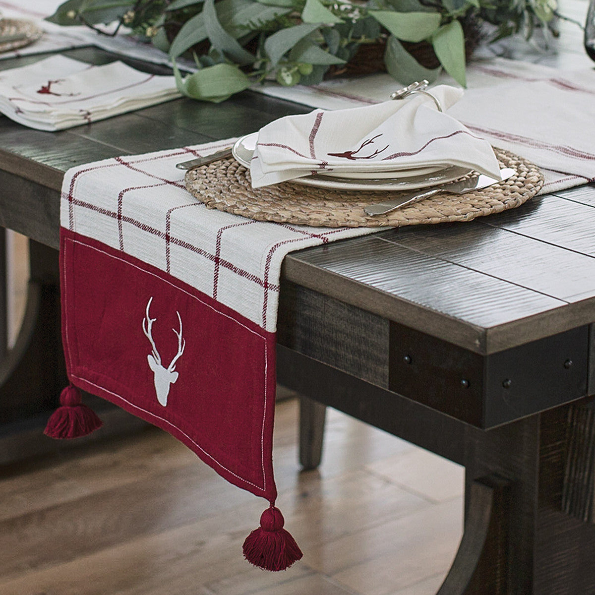 Eva & Co Christmas Cheer Runner 72"L- Reindeer Set of 2 Park Designs - The Fox Decor