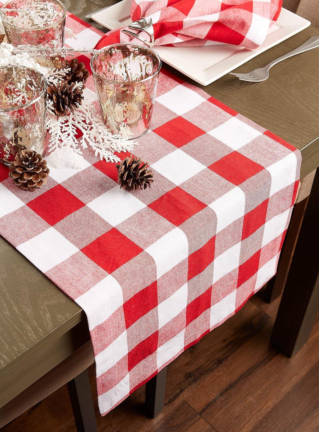 Wicklow Check Backed Table Runner  - Red & Cream Park Designs