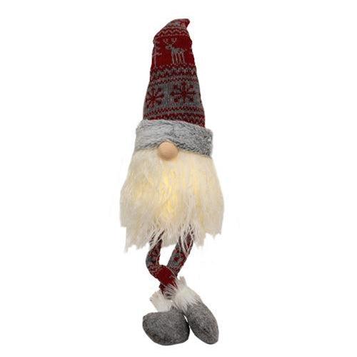 Nordic Snowflake Dangle Leg Gnome w LED Lights 2 Asstd - The Fox Decor