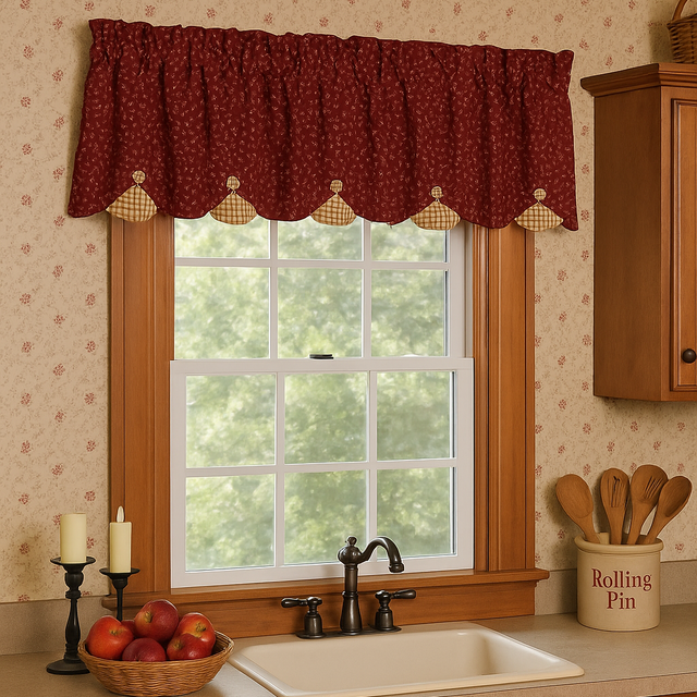 red kitchen curtains