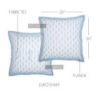 Thumbnail for Avani Blue Fabric Euro Sham 26x26 VHC Brands