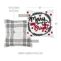 Thumbnail for Black Plaid Merry & Bright Pillow 18x18 - The Fox Decor