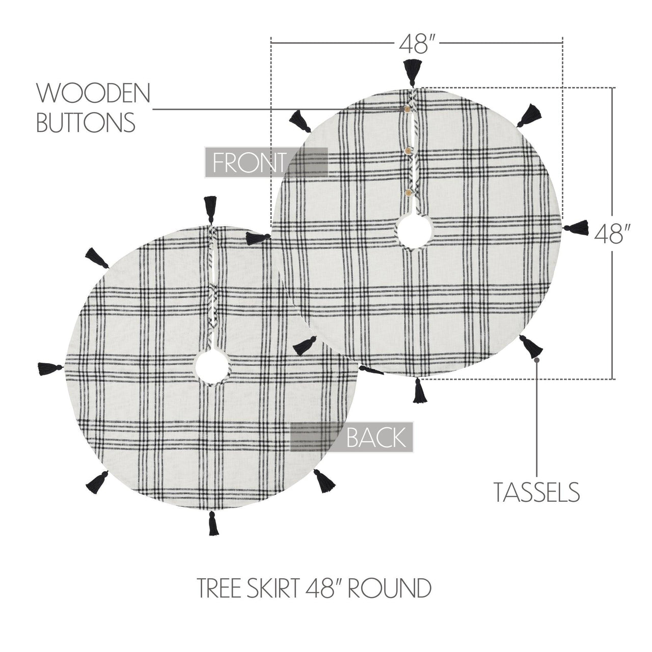 Black Plaid Tree Skirt 48 - The Fox Decor
