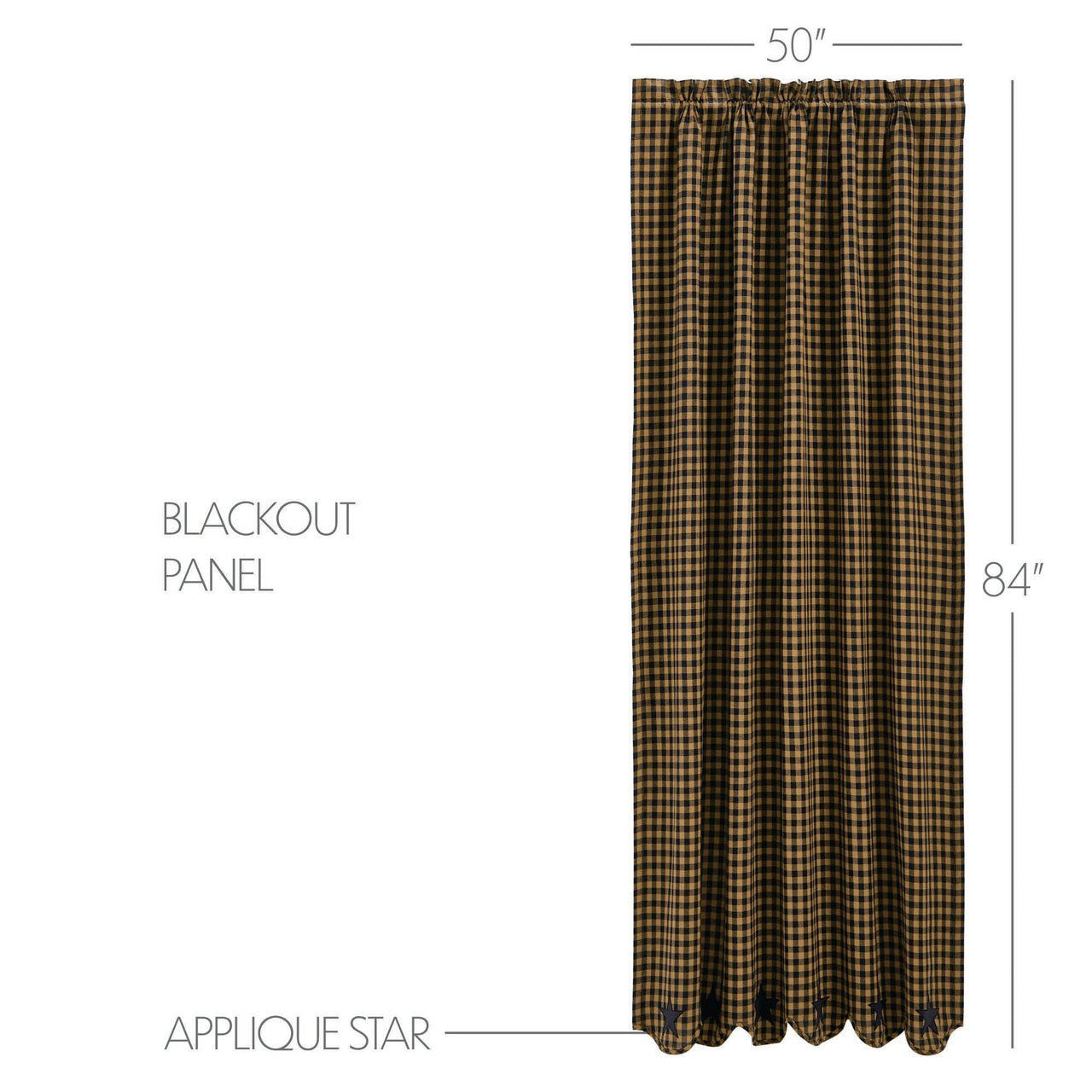Black Star Blackout Panel Scalloped 84x50 VHC Brands - The Fox Decor