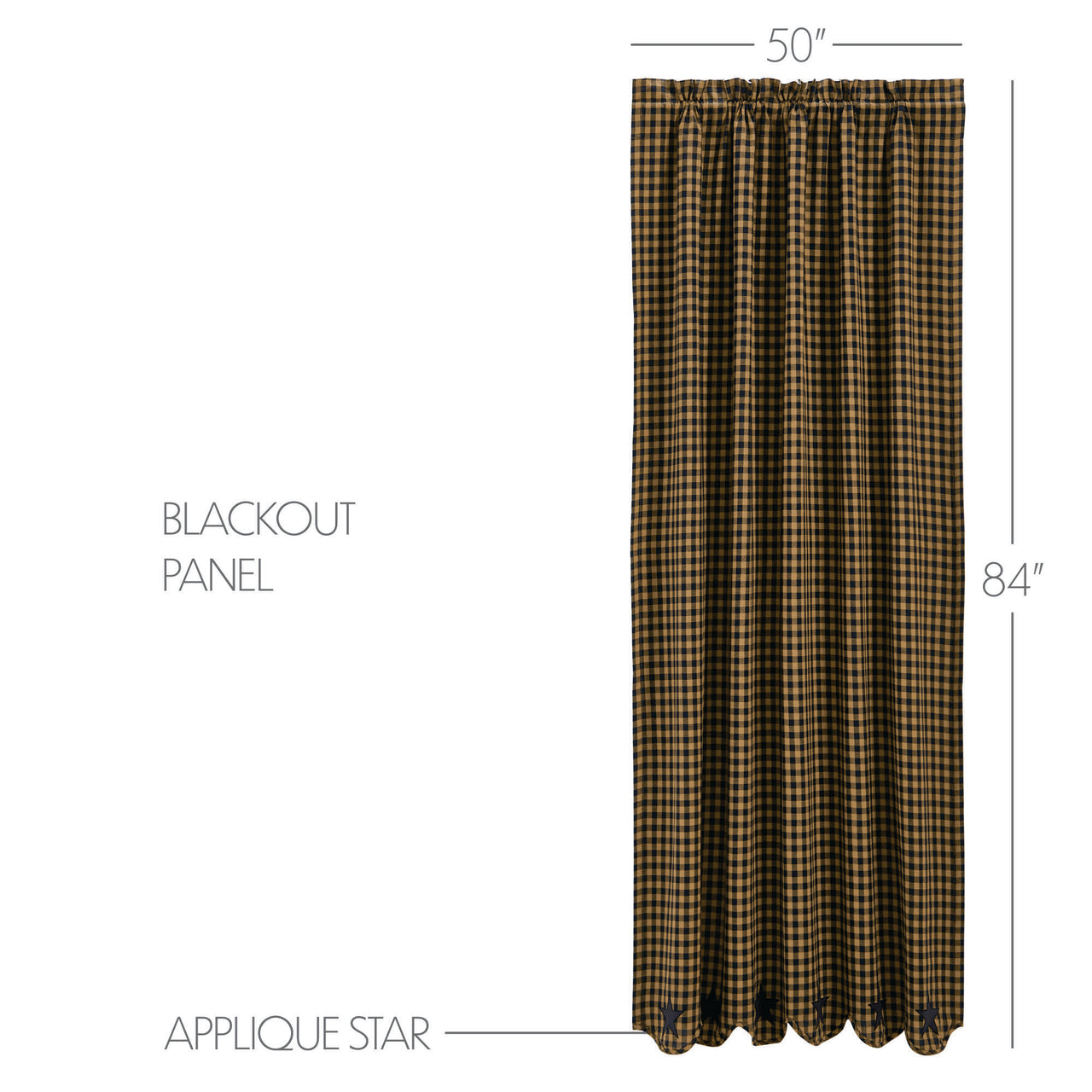 Black Star Blackout Panel Scalloped 84x50 VHC Brands