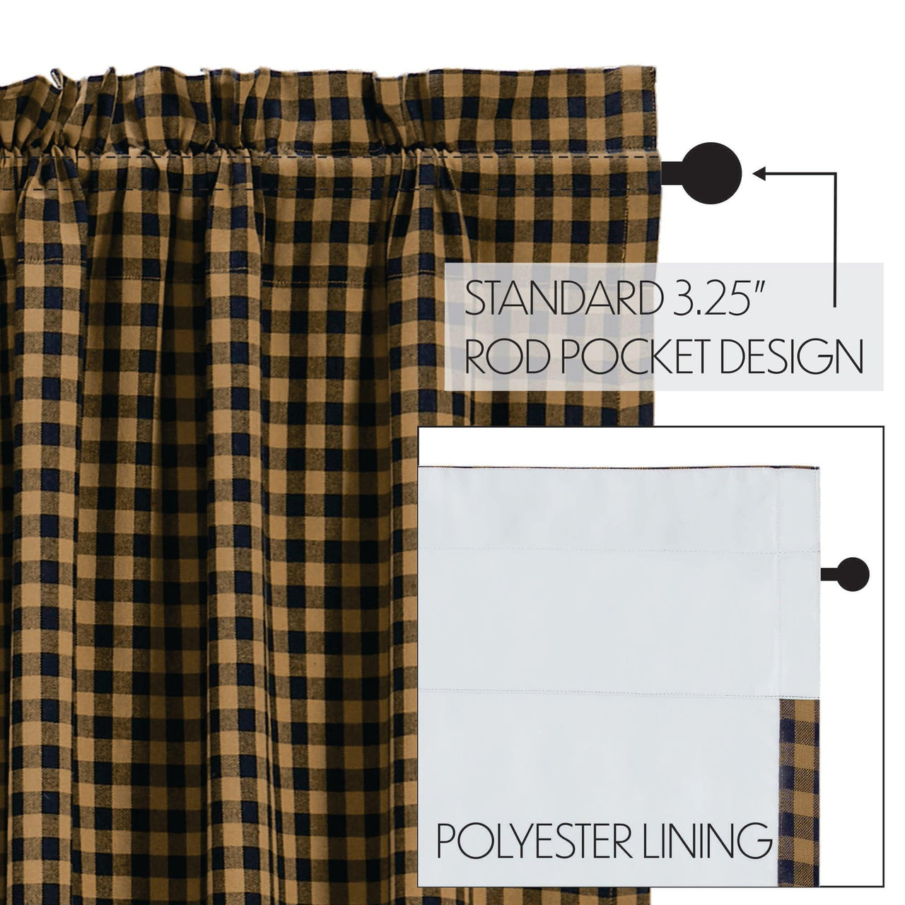 Black Star Blackout Panel Scalloped 84x50 VHC Brands - The Fox Decor