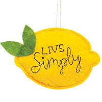 Live Simply Felt Lemon Ornament - The Fox Decor