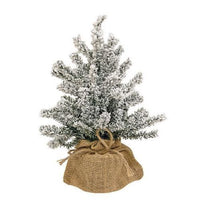 Flocked Mini Pine Tree w Burlap Base 12 - The Fox Decor