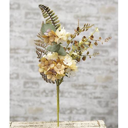 Ivory Tan Hydrangea Spray 15 - The Fox Decor