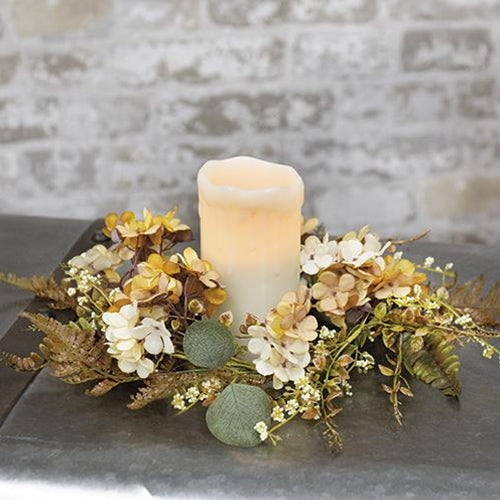 Ivory Tan Hydrangea Candle Ring 12