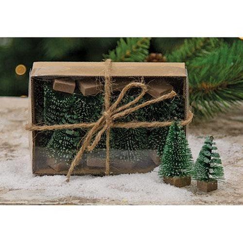 12 Set Mini Frosty Bottle Brush Trees - The Fox Decor