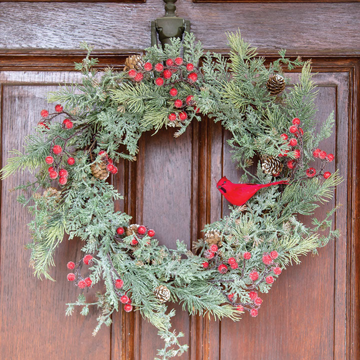 Icy Pine & Sugar Berry Cardinal Wreath