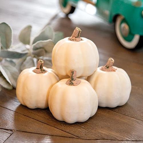 5 Set Mossy Stem Cream Pumpkins - The Fox Decor