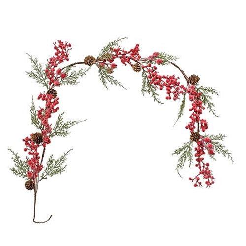 Icy Red Berry & Cypress Garland - The Fox Decor
