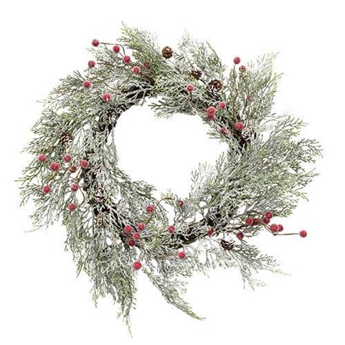 Snowy Cypress & Sugar Berry Wreath - The Fox Decor