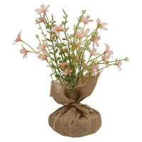 Pink Tabletop Flowers w Burlap Base - The Fox Decor