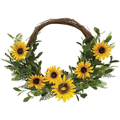 Black-Eyed Susan Pip & Greens Twig Half Wreath