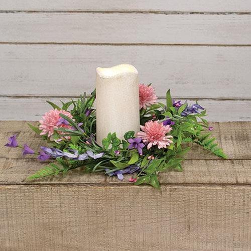 Pink Chrysanthemum & Iris Candle Ring - The Fox Decor