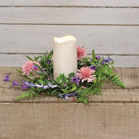 Pink Chrysanthemum & Iris Candle Ring - The Fox Decor