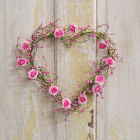 Thumbnail for Pink Roses & Pip Berry Heart Wreath