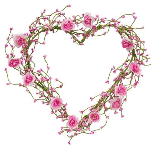 Pink Roses & Pip Berry Heart Wreath - The Fox Decor