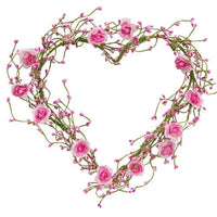 Pink Roses & Pip Berry Heart Wreath - The Fox Decor