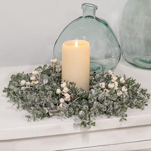 Snow Berries & Icy Boxwood Candle Ring 65