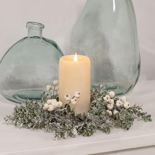 Snow Berries & Icy Boxwood Candle Ring 45