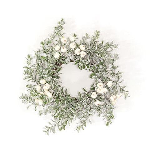 Snow Berries & Icy Boxwood Candle Ring 45