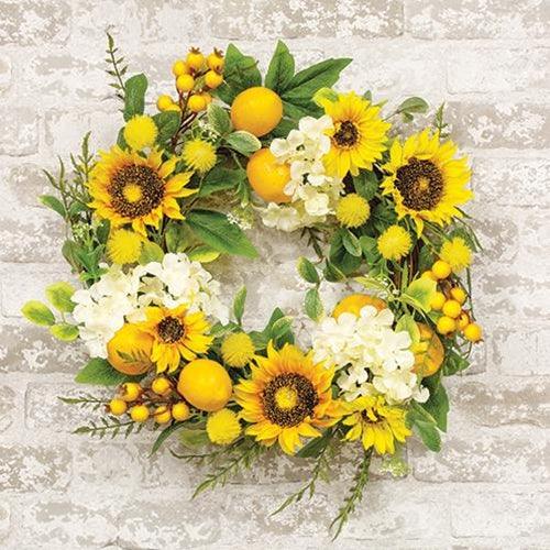 Sunflower & Lemon Wreath 10 Inside Approx 22 Outside - The Fox Decor