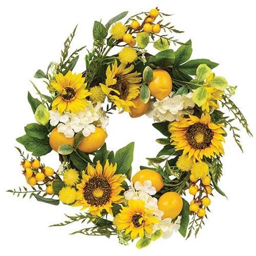 Sunflower & Lemon Wreath 10 Inside Approx 22 Outside - The Fox Decor
