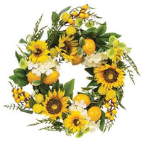 Sunflower & Lemon Wreath 10 Inside Approx 22 Outside - The Fox Decor