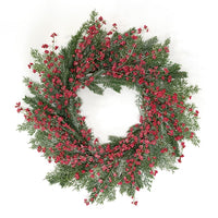 Sparkling Red Berries & Mixed Greens Wreath, 24