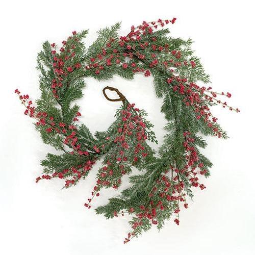 Sparkling Red Berries & Mixed Greens Garland 5ft - The Fox Decor