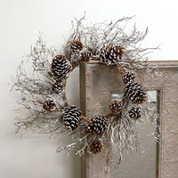 Snow Fallen Twig & Pinecone Wreath 24 - The Fox Decor