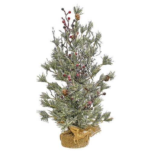 Frosted Tree w Pinecone & Red Berry Medium - The Fox Decor