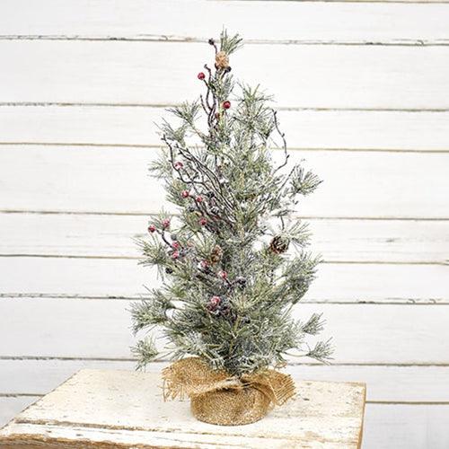 Frosted Tree w Pinecone & Red Berry Medium - The Fox Decor