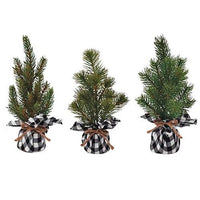 Thumbnail for Small Pine Tree w White Black Plaid Base 3 Asstd - The Fox Decor