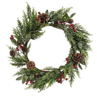Glittered Cedar Wreath w Pinecones & Berries - The Fox Decor