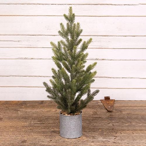 Glittered Pine Tree with Galvanized Metal Base - The Fox Decor
