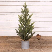 Glittered Pine Tree with Galvanized Metal Base - The Fox Decor