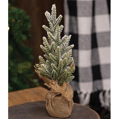 Snowy Pine Tree with Burlap Base - The Fox Decor
