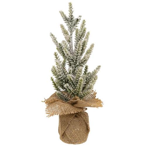 Snowy Pine Tree with Burlap Base - The Fox Decor