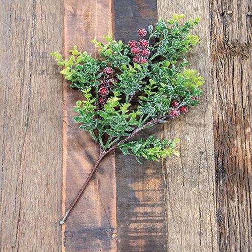 Snowy Glittered Boxwood & Berry Pick 19 - The Fox Decor