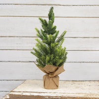 Glittered Pine Tree with Burlap Base 12 - The Fox Decor